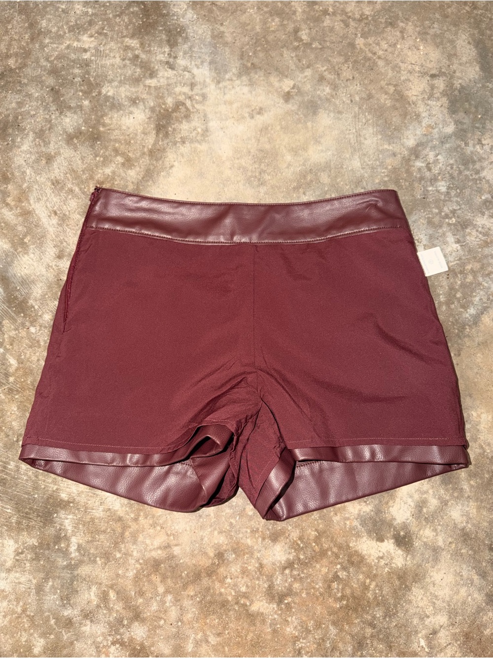 Marie Oliver Faux Leather Shorts Brown Burgundy High Rise 0 Game Day Fall Photos - Picture 8 of 10